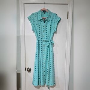 Robin's Egg Blue Polka Dot Midi Dress
